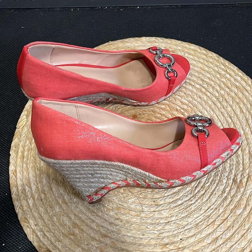 Expressions Peep Toe Espadrilles Wedge Size 7